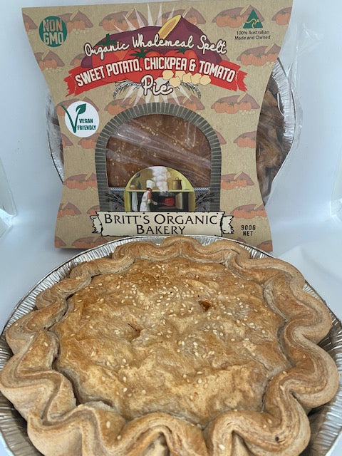 Organic Wholemeal Spelt Sweet Potato, Chickpea & Tomato Pie (Large)