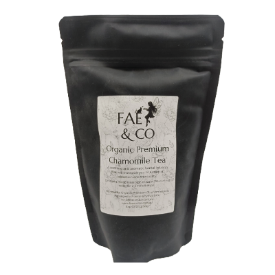 Fae&Co Organic Chamomile Tea on a white background