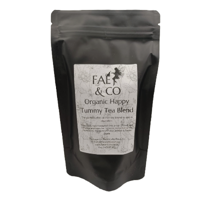 Fae&Co Organic Happy Tummy Tea on a white background