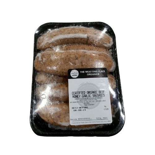 Organic Beef Honey & Garlic Sausage 500g