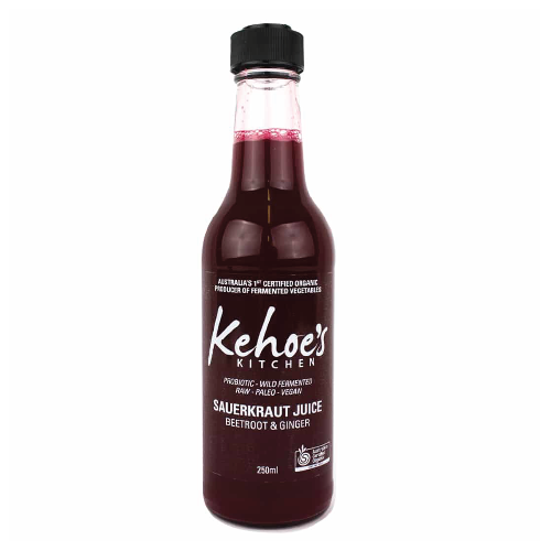 Kehoe's Kitchen Sauerkraut Juice on a white background