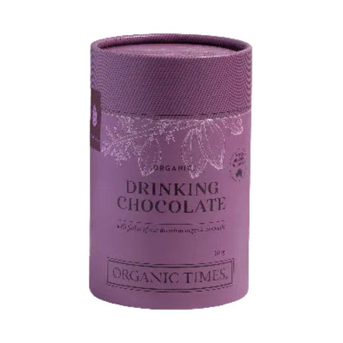 Organic Times Drinking Chocolate on a white background
