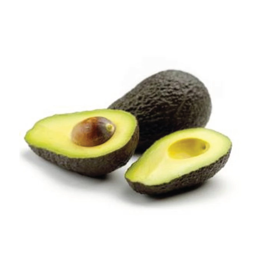 Avocado cut in half on a white background