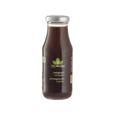 Bottle of Biolitalia Organic Pomegranate Juice 200ml on a white background