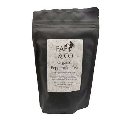 Fae&Co Organic Peppermint Tea on a white background 