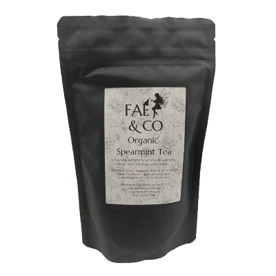 FaeCo Organic Spearmint Tea on white background