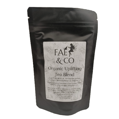 Fae&Co Organic Uplifting Tea on a white background
