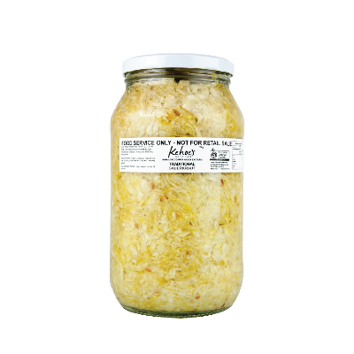 Jar of Keheos Organic Traditional Sauerkraut on a white background