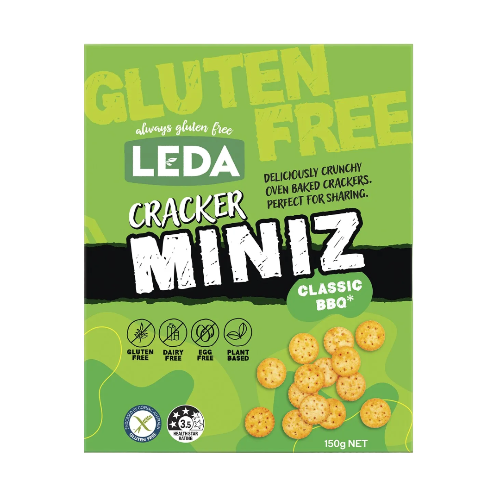 Leda Crackers Miniz Classic BBQ 150g on a white background