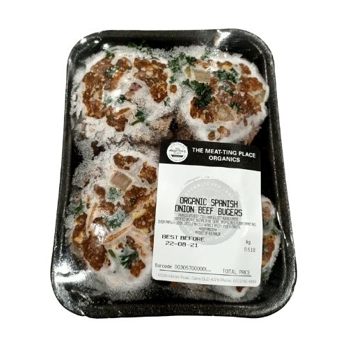 Organic Spanish Onion Beef Burgers 500