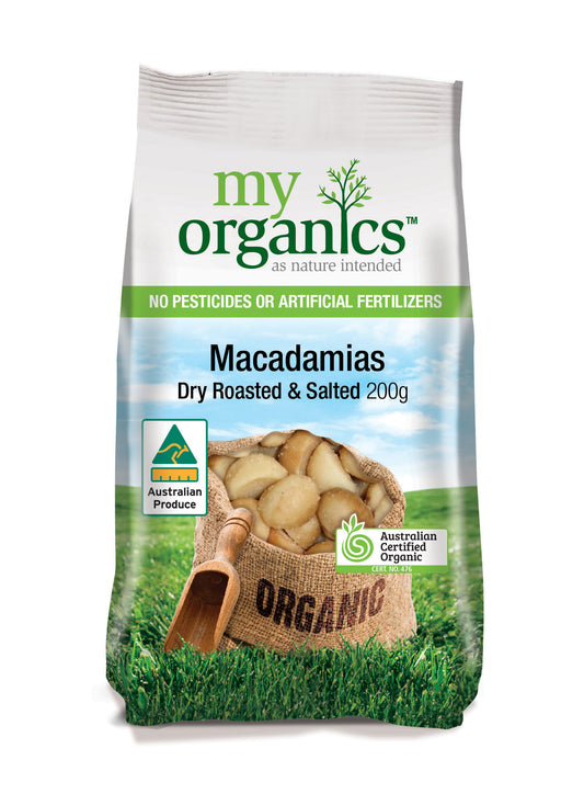 Organic Macadamia Dry Roasted Salted 200g