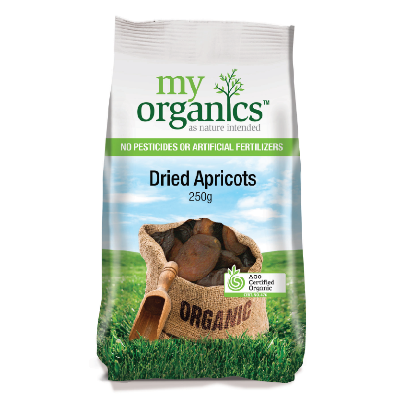 My Organics Dried Apricots 250g with white background