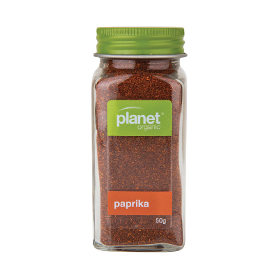 Jar of Planet Organic Paprika on a white background