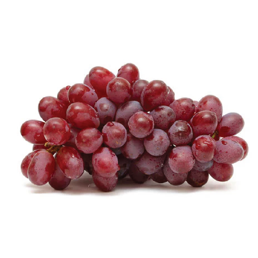 Bunch of red grapes on a white background