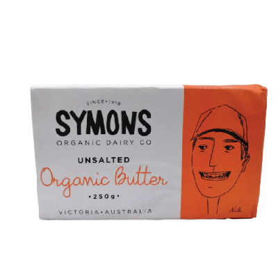 Symons Unsalted Butter 250g on white background