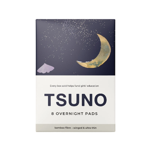 Tsuno Bamboo Overnight Pads 8pk on a white background