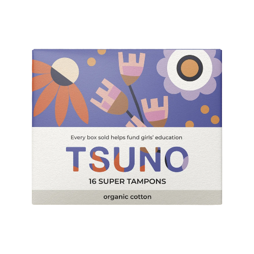 Tsuno Organic Cotton Super Tampons 16pk on a white background