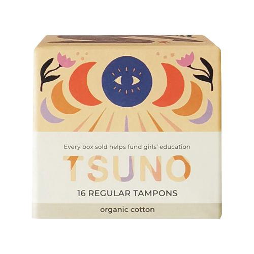 Tsuno Organic Cotton Regular Tampons 16pk on a white background