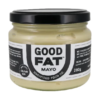 Undivided Food Co Good Fat Mayo on a white background.