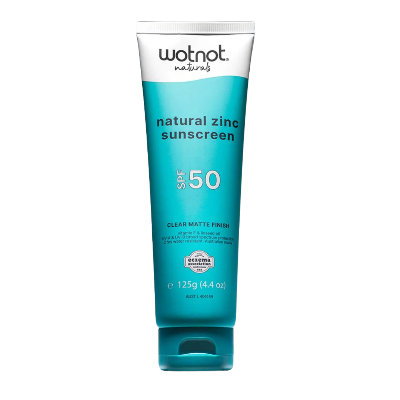 Wotnot Natural Zinc Sunscreen SPF 50 on a white background
